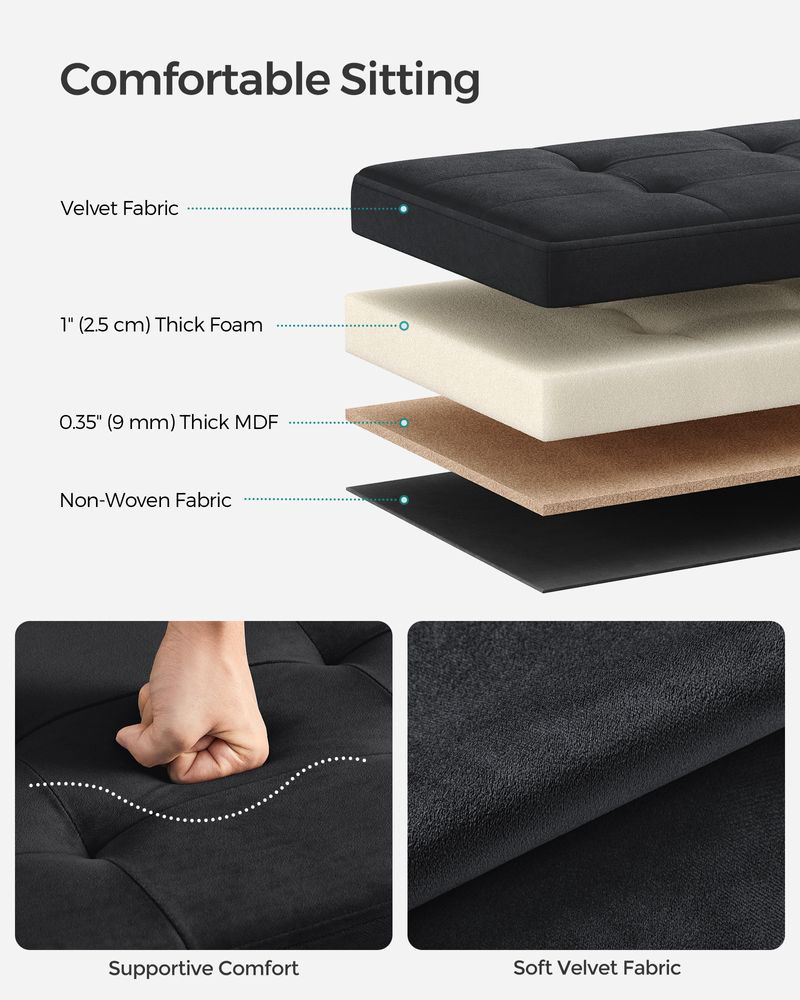 SONGMICS Storage Ottoman Bench with Storage Chest, Load up to 660 lb