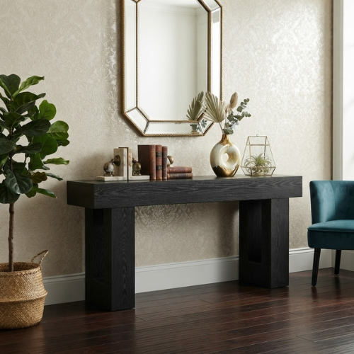 63-Inch Console Table, Farmhouse Wooden Sofa Table with Rustic Finish, Entryway Hallway Table