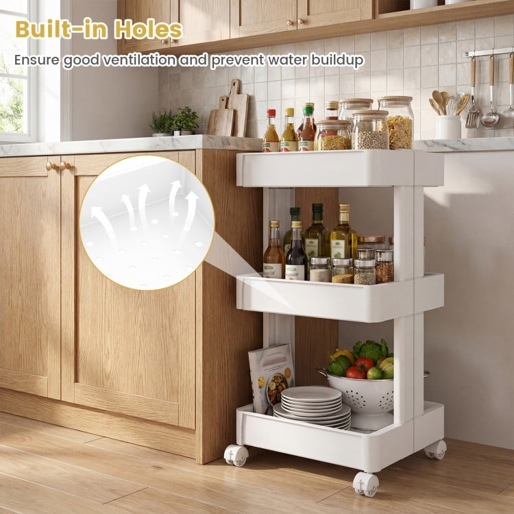 3/4-Tier Rolling Utility Cart with Detachable Trays and Smooth Wheels-3-Tier