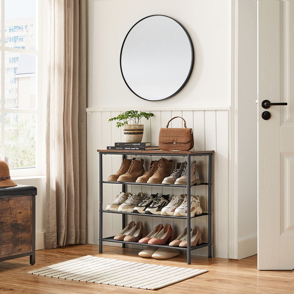 VASAGLE 4 Tier Shoe Storage Rack for 9-12 Pairs of Shoes