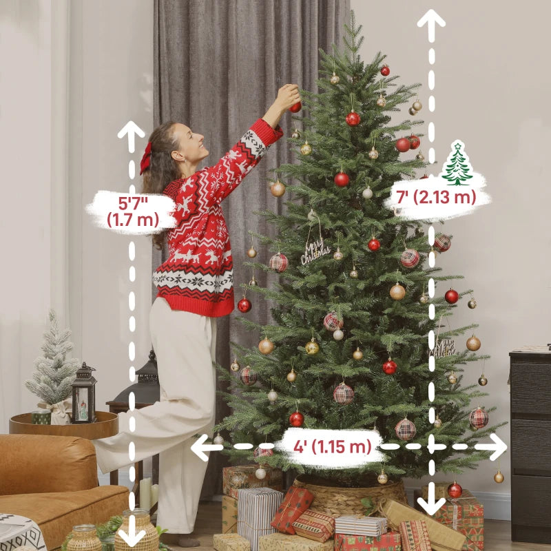 HOMCOM 5ft Artificial Christmas Tree – Dense Realistic Full Ponderosa Fir, Hinged Branches, Easy Assembly