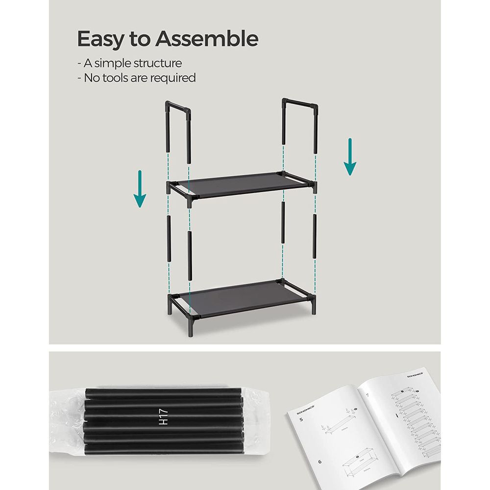 SONGMICS 10-Tier Shoe Shelf with Metal Frame