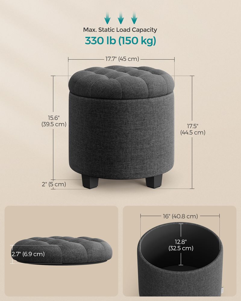 SONGMICS Round Ottoman with Legs