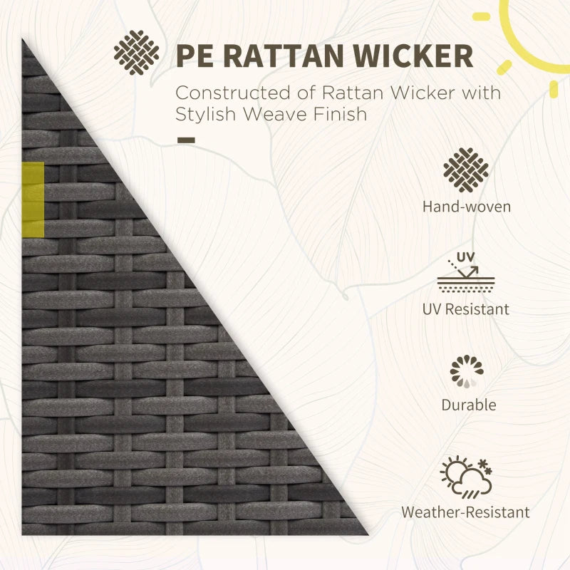 Outsunny Outdoor Furniture with Table, Wicker Furniture with Loveseat and 2 Chair for Garden, Poolside, Grey