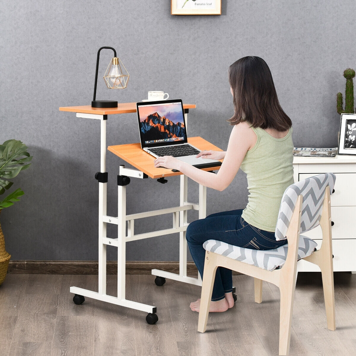 2 in 1 Height Adjustable Sit Standing Computer DeskÂ