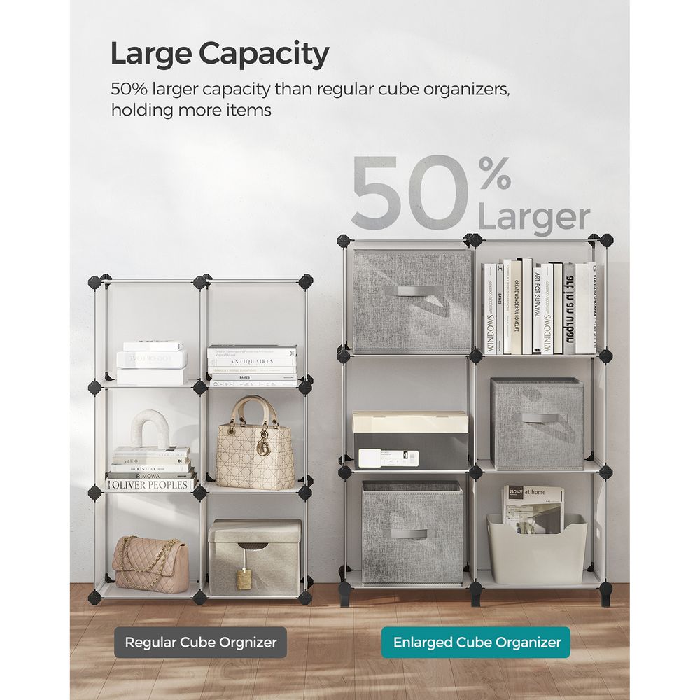 SONGMICS 6 Cube Storage Organizer with Feet and Rubber Mallet , White