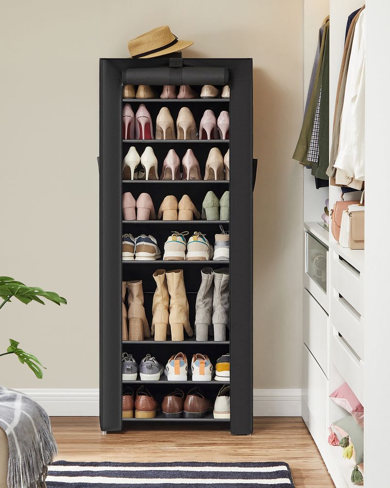 SONGMICS 9 Tier Shoe Rack with Nonwoven Fabric Cover