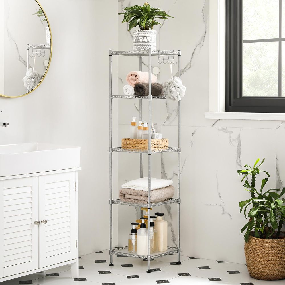 SONGMICS Wire Bathroom Shelf with Hook