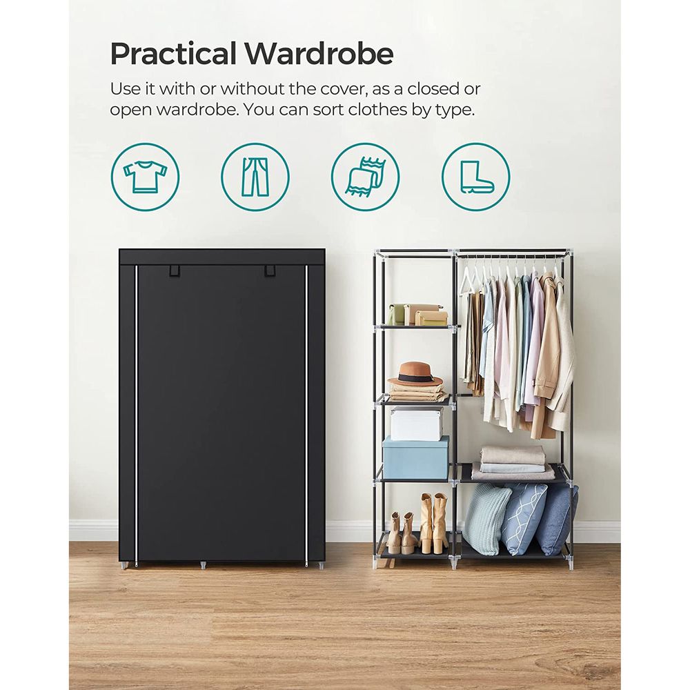 SONGMICS Clothes Storage Organizer with Hanging Rail