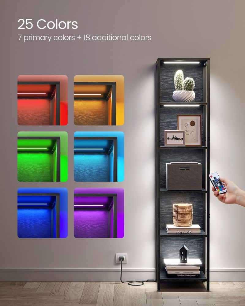 VASAGLE 6-Tier LED Bookshelf with Dimmable Lights