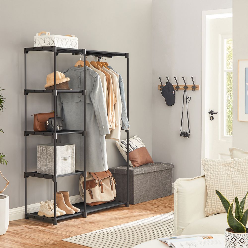 SONGMICS Freestanding Closet Organizer with Shelves, Hanging Rods