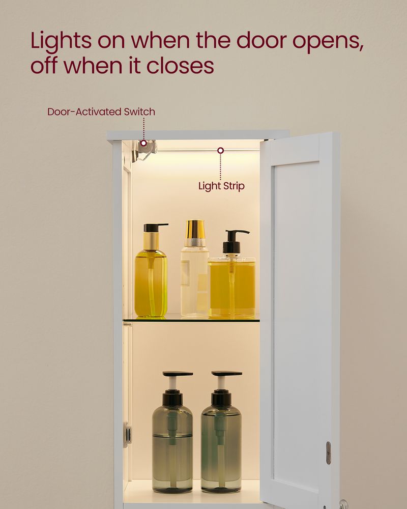VASAGLE Tall Bathroom Cabinet with Lights