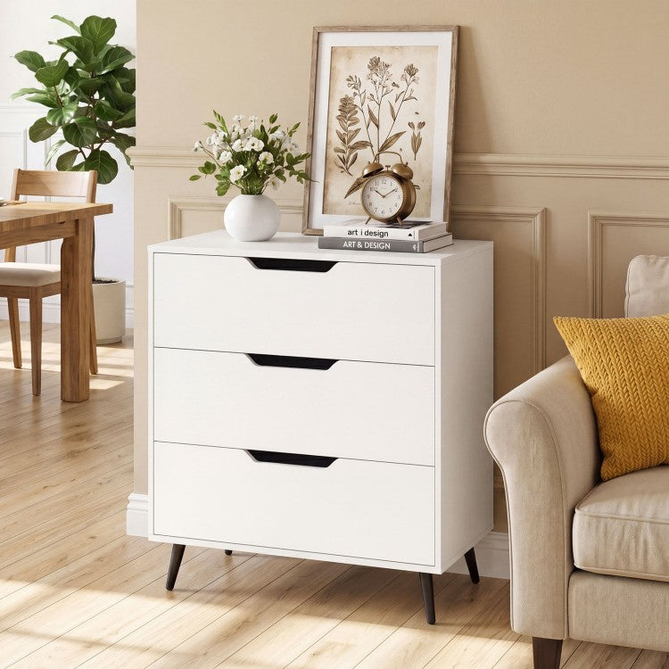 3-Drawer Rustic Farmhouse Wooden Storage Dresser, Modern Chest of Drawers for Bedroom, Living Room & Entryway