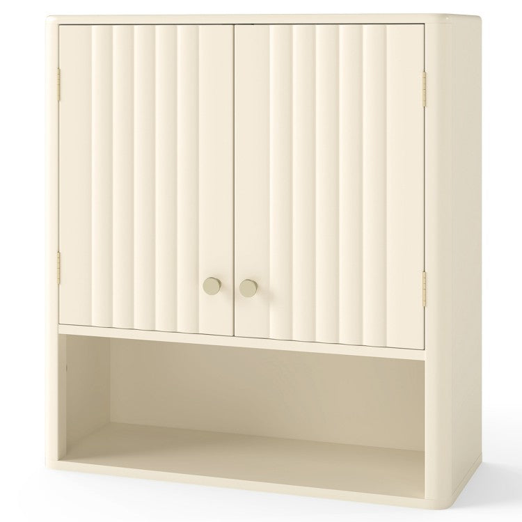 3-Piece Bathroom Cabinet Set with Fluted Doors – Over-the-Toilet Cabinet, Tall Corner Cabinet & Wall Cabinet