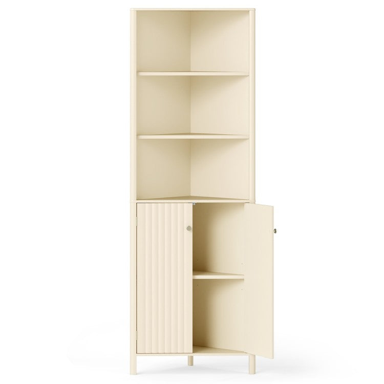 3-Piece Bathroom Cabinet Set with Fluted Doors – Over-the-Toilet Cabinet, Tall Corner Cabinet & Wall Cabinet