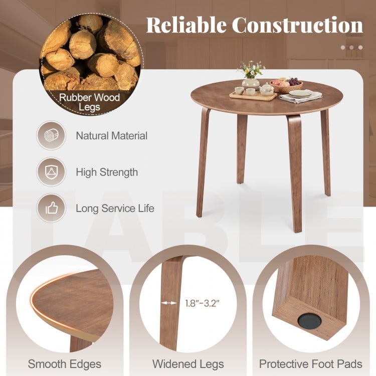 3 Piece Dining Table Set with 2 Padded Dining Chairs and Rubber Wood Table-Walnut & Gray
