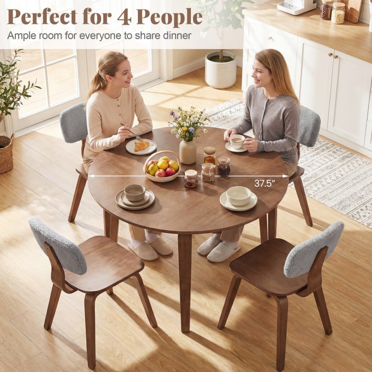 3 Piece Dining Table Set with 2 Padded Dining Chairs and Rubber Wood Table-Walnut & Gray
