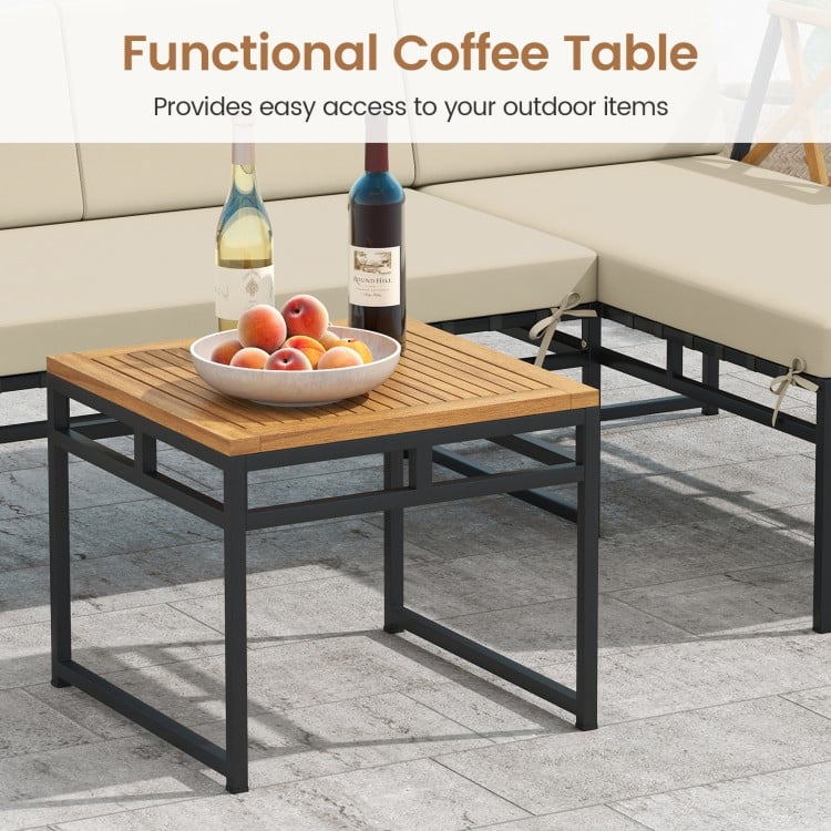 3-Piece L-Shaped Patio Furniture Set for Porch Backyard and Poolside-Beige