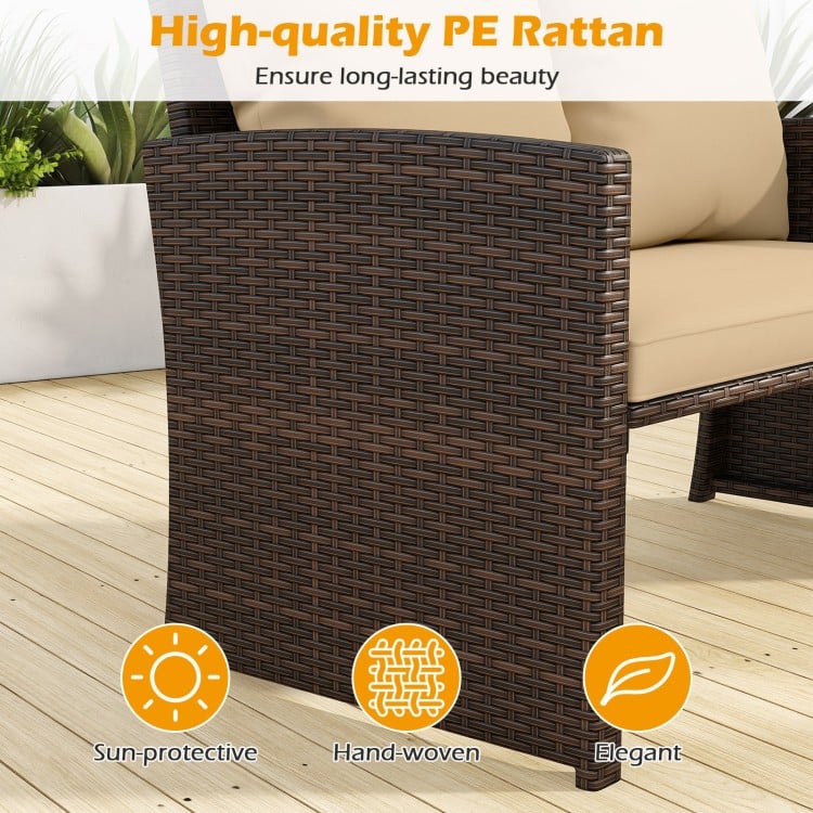 3 Pieces Outdoor Patio PE Wicker Furniture Set with Cushions-Beige