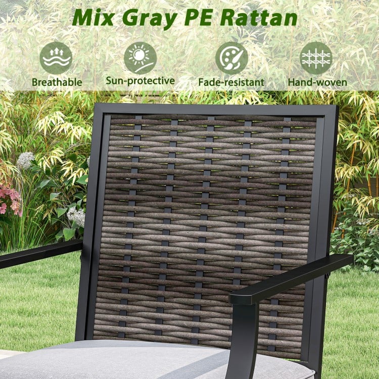 3 Pieces Outdoor Swivel Bar Set High Top Patio Bar Table and Rattan Wicker Chairs