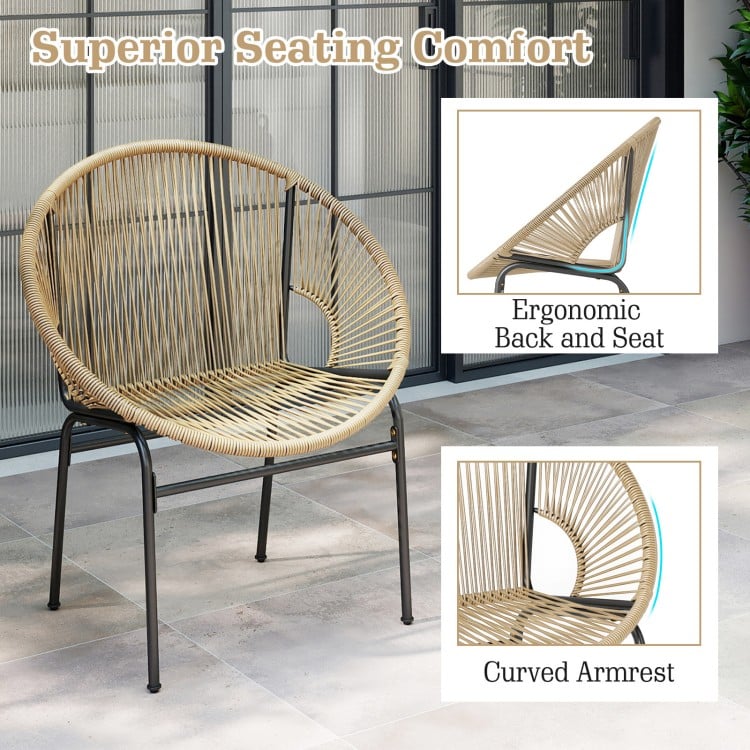 3 Pieces Patio Acapulco Furniture Bistro Set with Glass Table-Brown