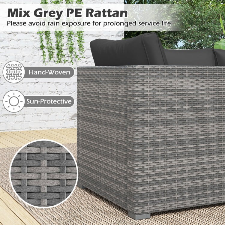 3 Pieces Patio Sectional Sofa Set PE Rattan Modular Couch Furniture Set with Soft Cushions-Black