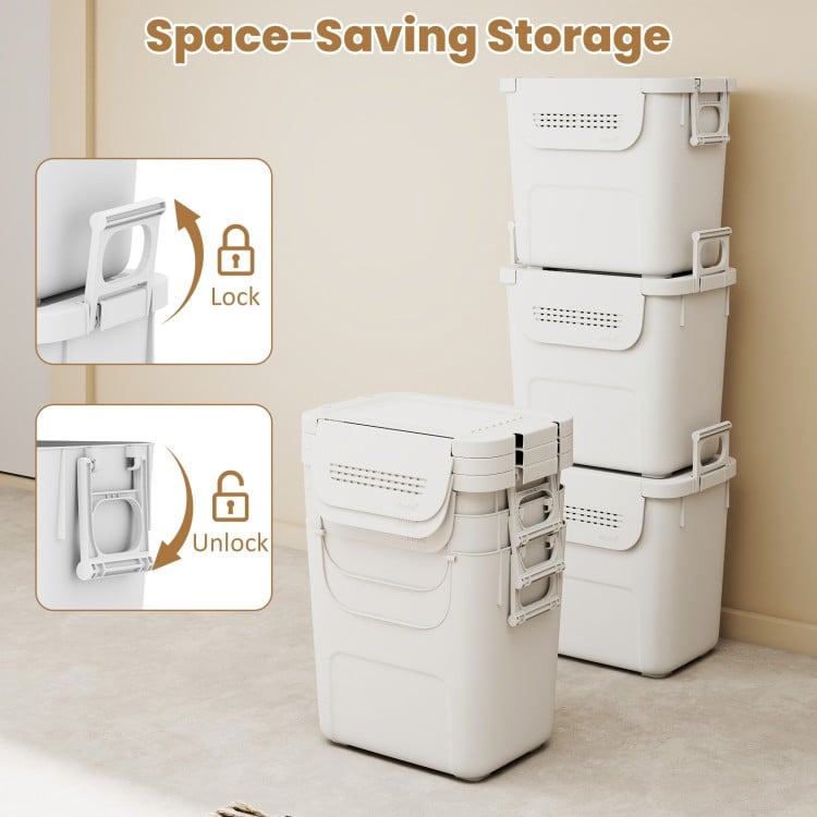 3 Pieces Plastic Storage Bins Stackable with Front Door and Side Handles-White