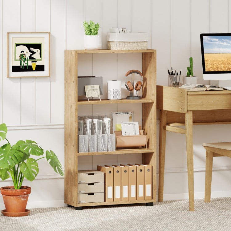 3-Tier Bookcase 42 inch Tall Book Shelf with Anti-Tipping Kit-Brown