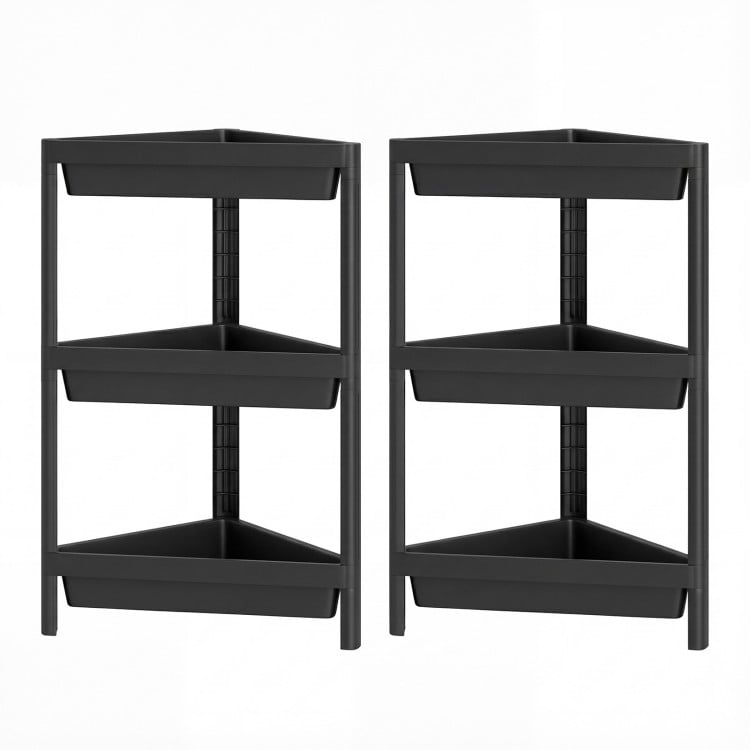 3-Tier Corner Shower Caddy 2-Pack with Detachable Design-Black
