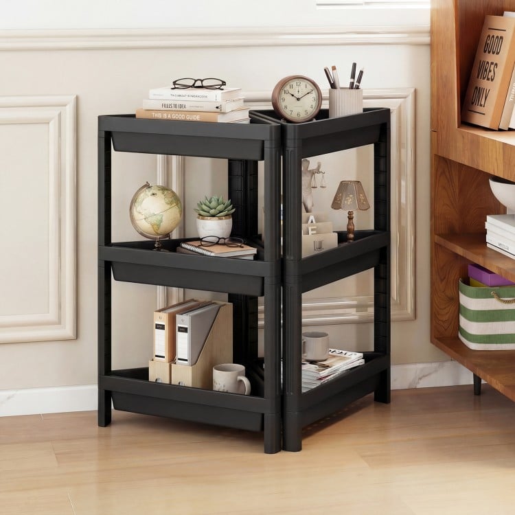 3-Tier Corner Shower Caddy 2-Pack with Detachable Design-Black