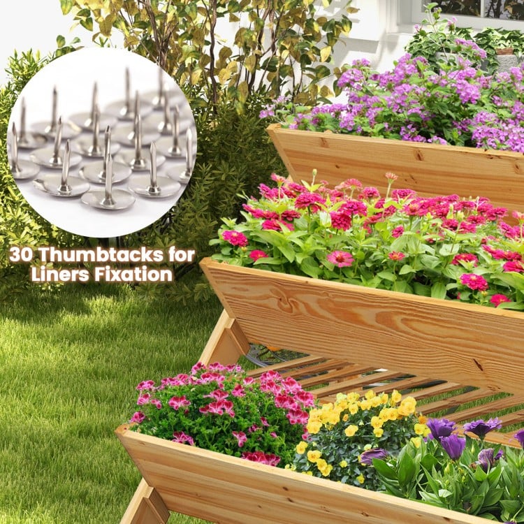 3 Tier Wooden Vertical Raised Garden Bed with Storage Shelf