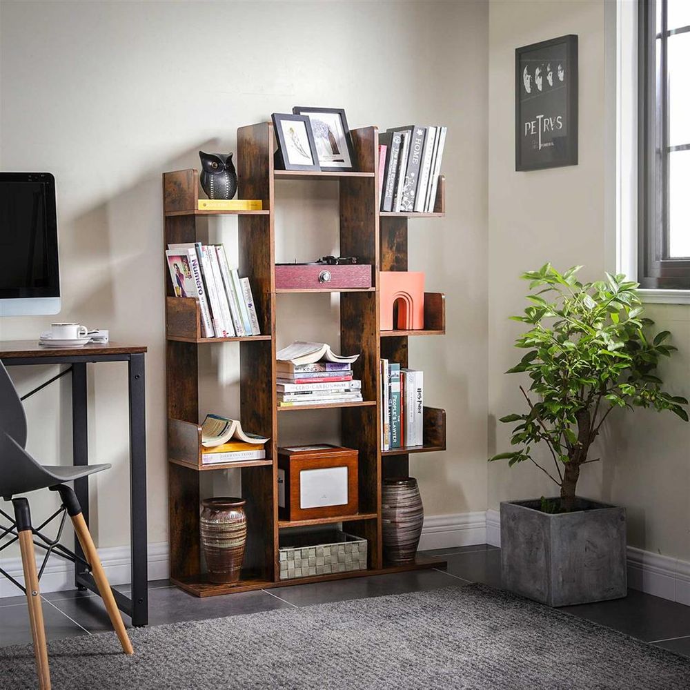 VASAGLE Tree-Shaped Bookcase with 13 Storage Shelves