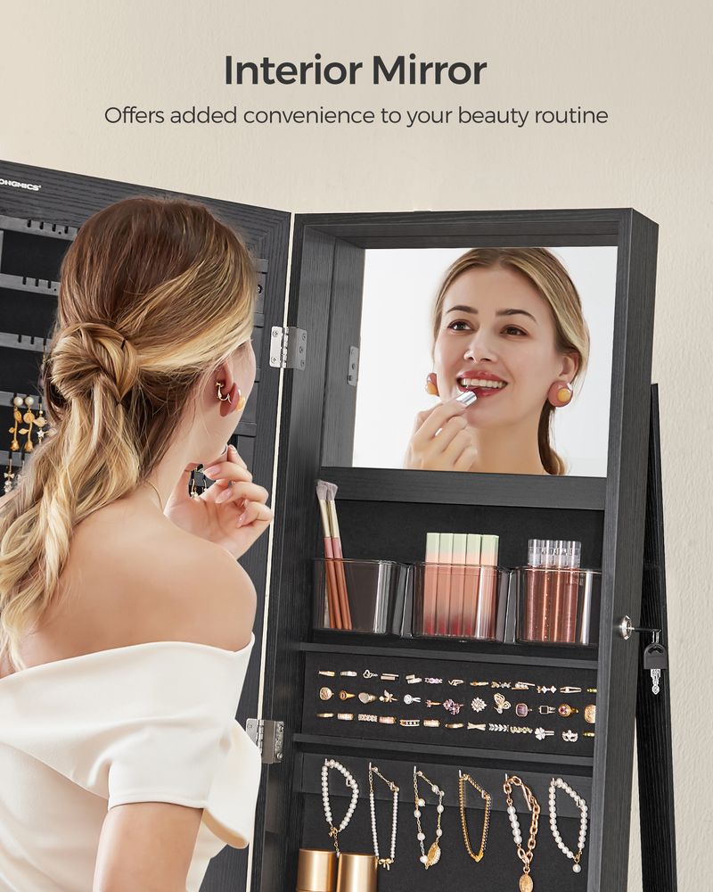 SONGMICS Lockable Jewelry Organizer with Full-Length Mirror