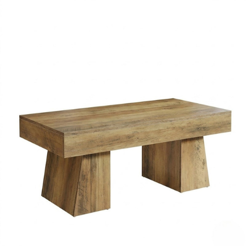 Rustic Farmhouse Coffee Table, 47.24-Inch Rectangular Center Table with Solid Base