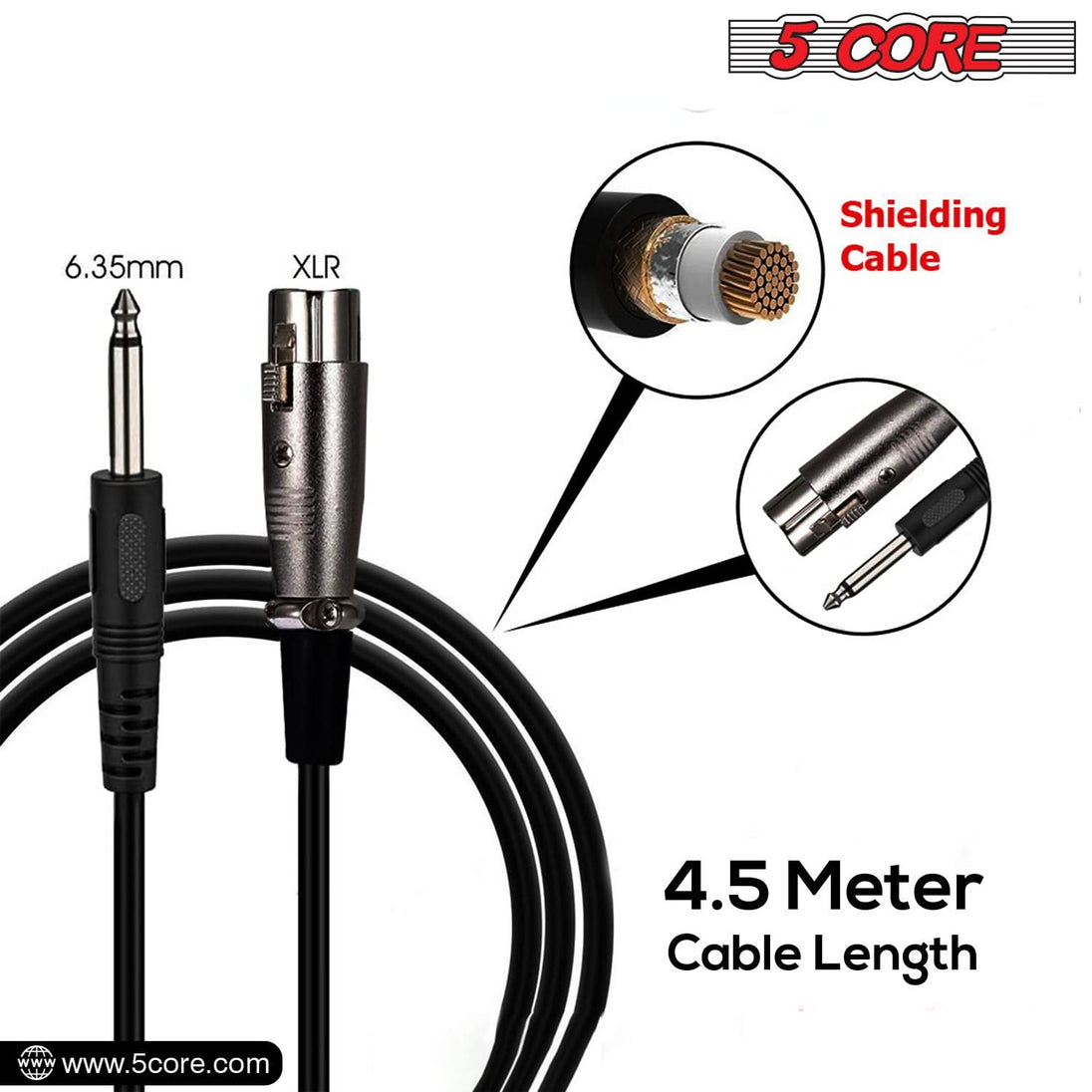 5Core Handheld XLR Dynamic Microphone – Professional Mic for Karaoke, Singing, and Studio Recording (Microfono)