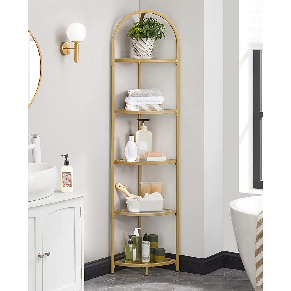 VASAGLE 5-Tier Glass Corner Storage Shelf