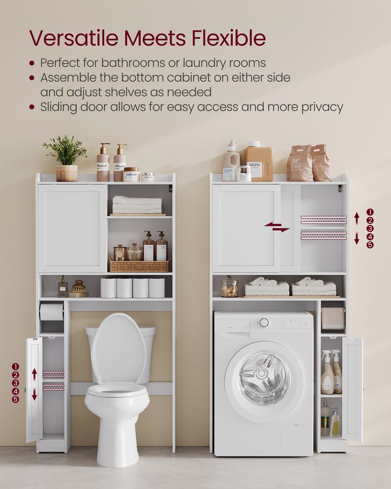 VASAGLE Over the Toilet Storage Shelf with Sliding Door