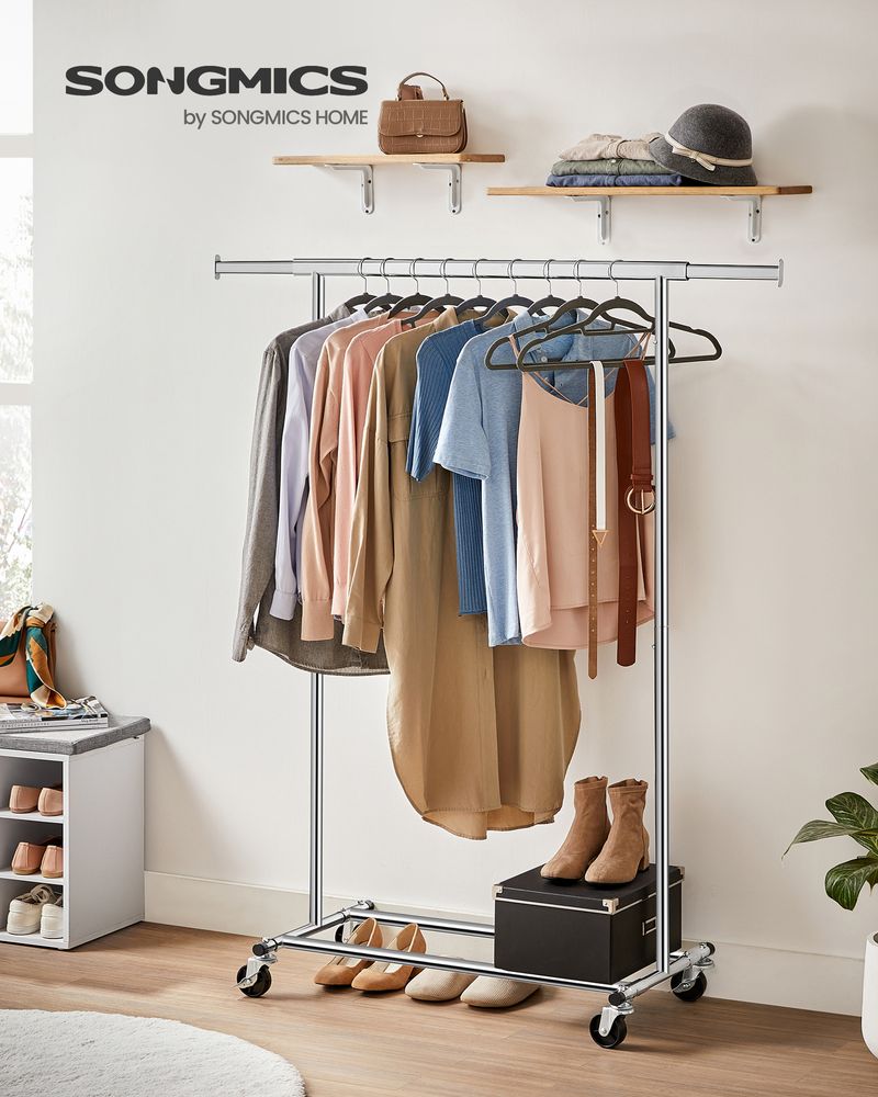 SONGMICS Clothes Rack with Extendable Hanging Rail