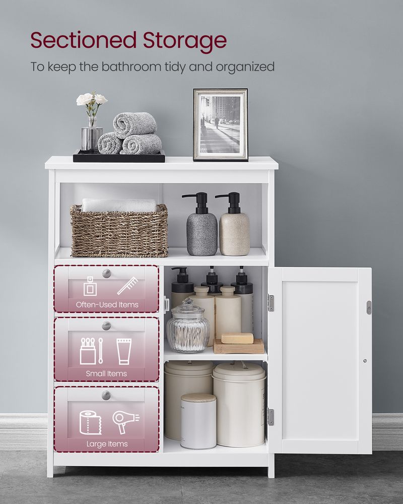 VASAGLE Bathroom Floor Storage Cabinet with 3 Drawers
