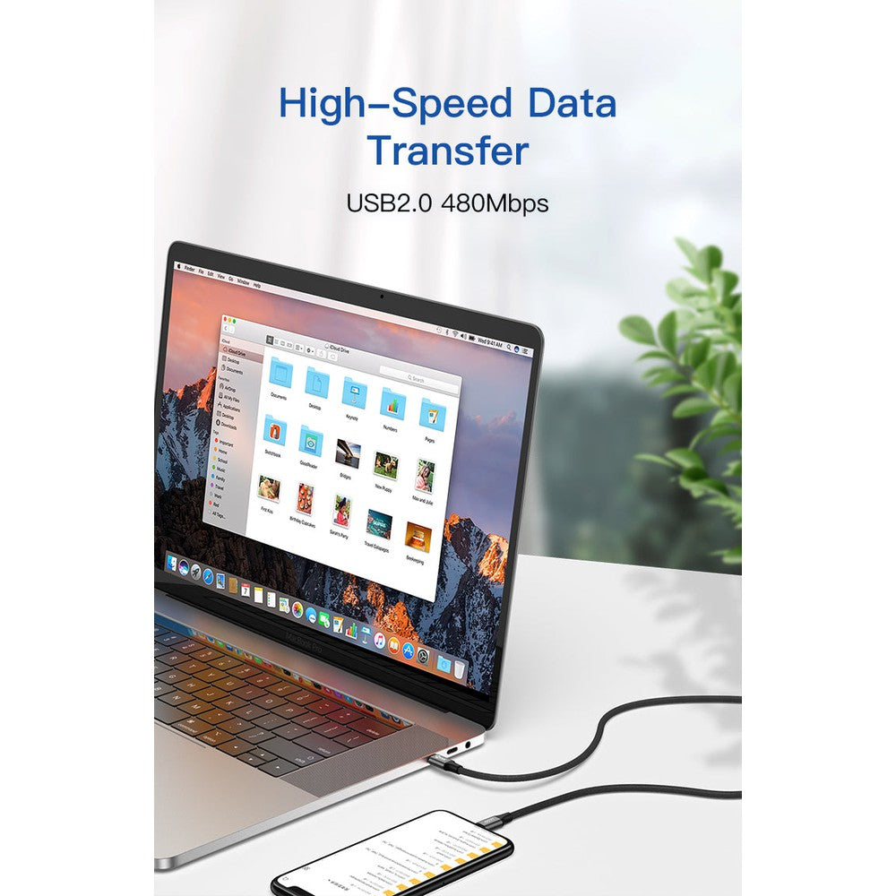 Câble tressé USB-C PD60W 20V/3A mâle à mâle à charge rapide de qualité supérieur