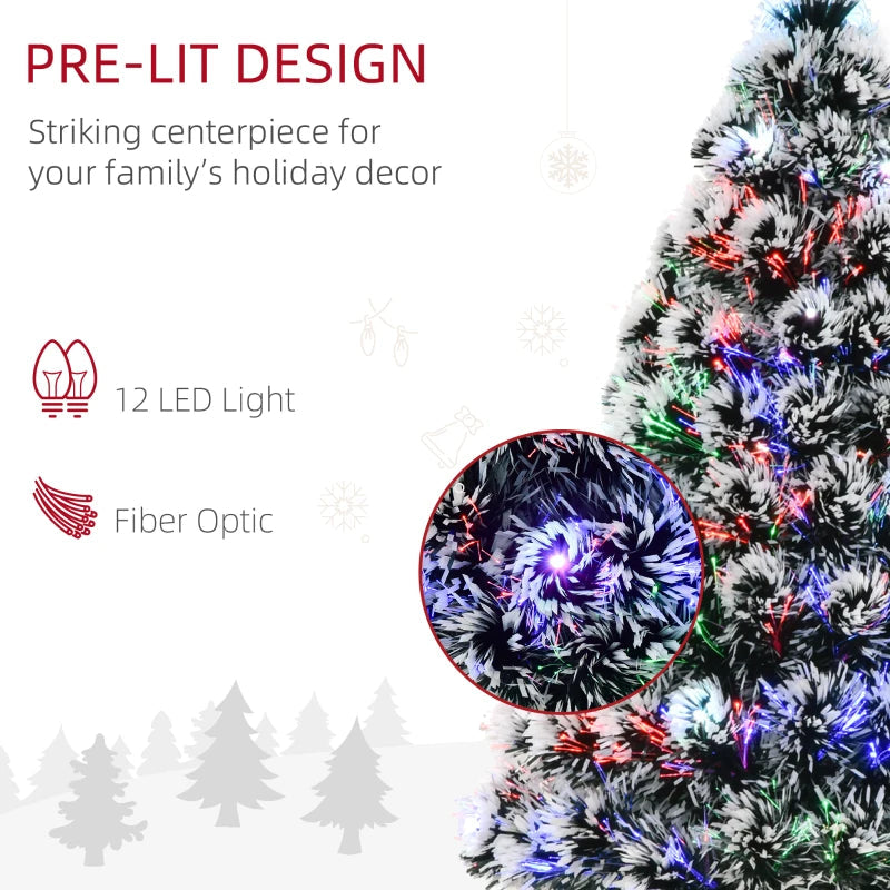 HOMCOM Pre-Lit LED Optical Fiber Christmas Tree with Stand