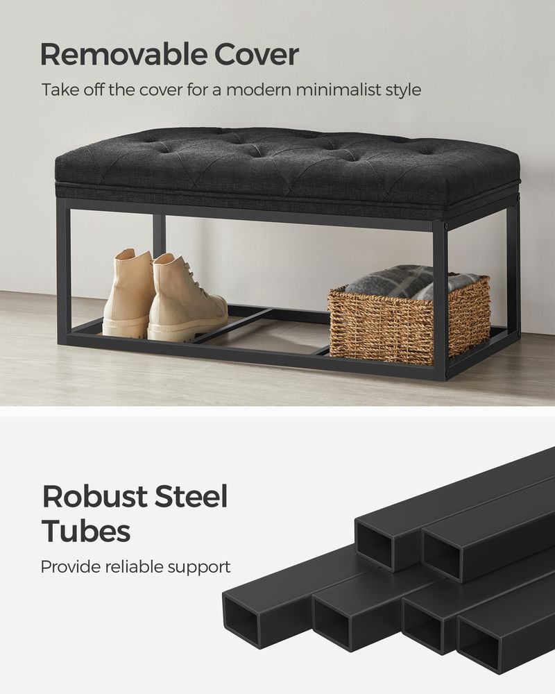 SONGMICS Storage Ottoman Bench with Legs, Load up to 660 lb