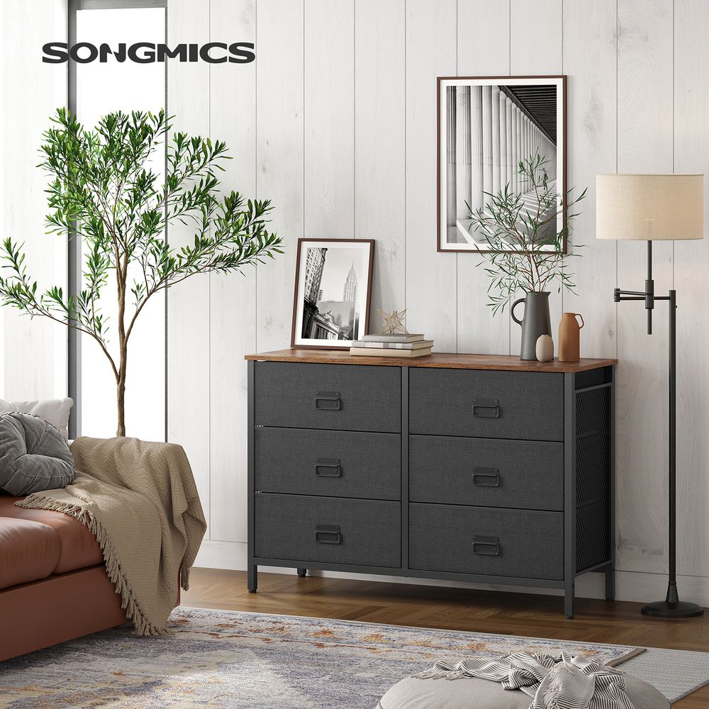 SONGMICS Wide Storage Dresser with 6 Drawers
