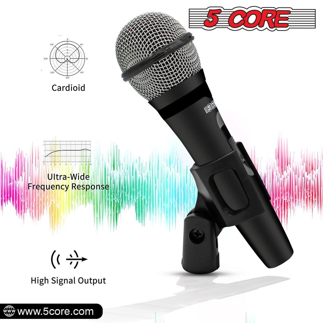 5Core XLR Dynamic Microphone – Handheld Mic for Karaoke, Singing, and Studio Use (Microfono)