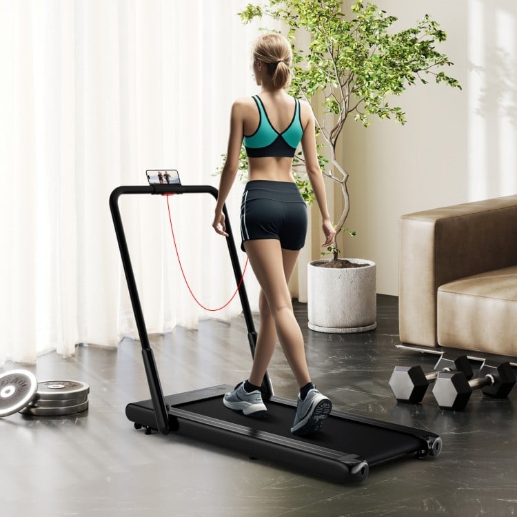 3-in-1 3HP Folding Treadmill with Smart Apps Remote Control and Speakers-Navy