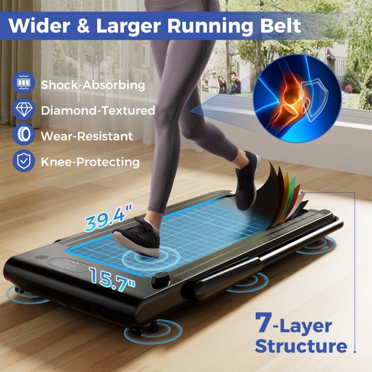 3-in-1 3HP Folding Treadmill with Smart Apps Remote Control and Speakers-Navy