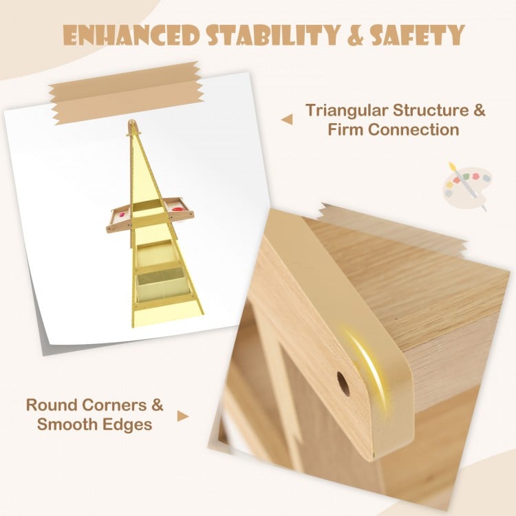 3-in-1 Double-Sided Storage Art Easel-Natural
