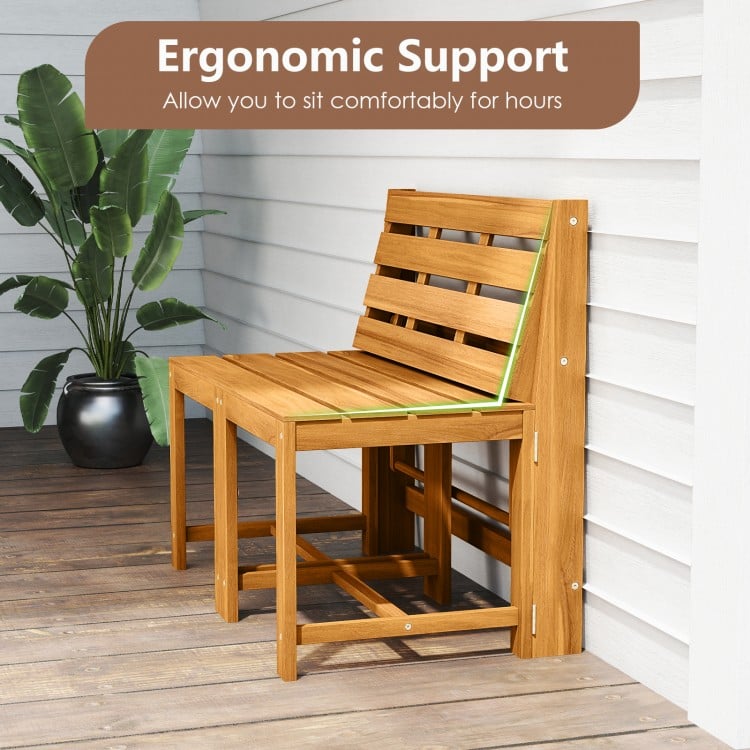 3-in-1 Outdoor Acacia Wood Loveseat Bench Furniture with Slatted Seat