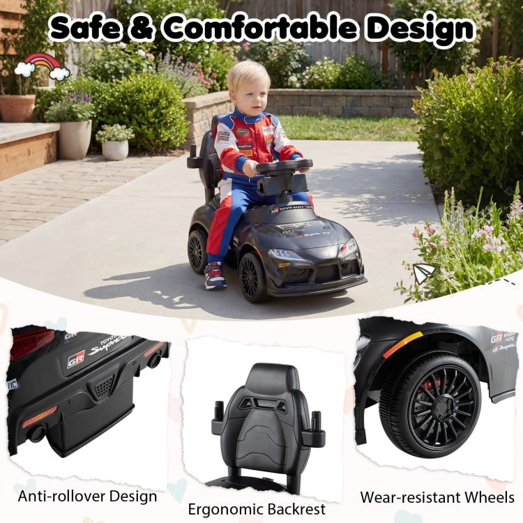 3-in-1 Toyota Licensed Foot-to-Floor Stroller Sliding Walking Toy-Black