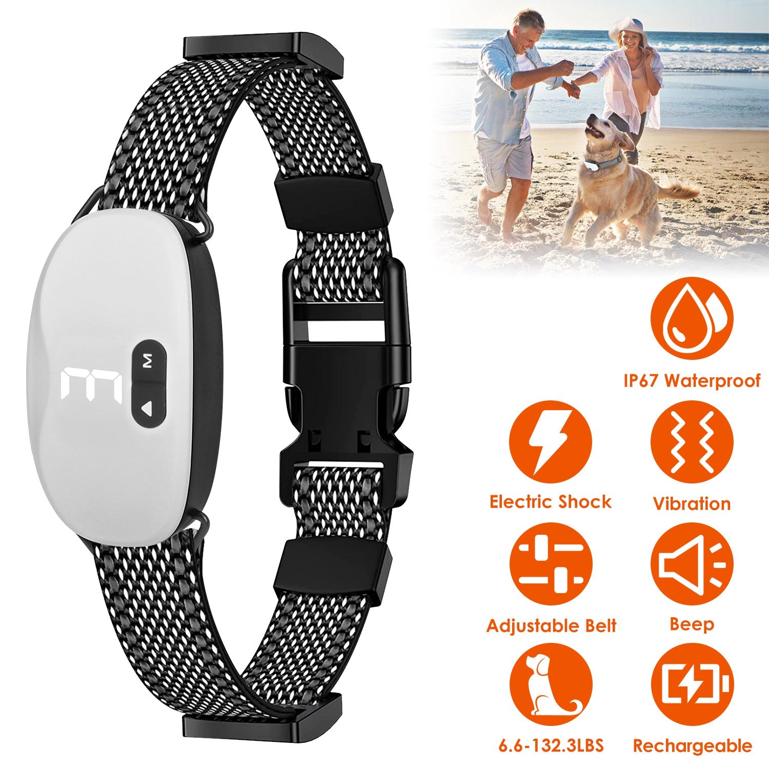 Electric Dog Training Collar IP67 Waterproof Rechargeable Dog Bark Collar with 3 Training Modes Dog Bark Control